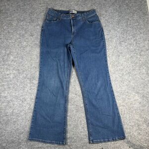 Signature Levi Strauss Womens Blue At Waist Bootcut Stretch Jeans Size 14 Short